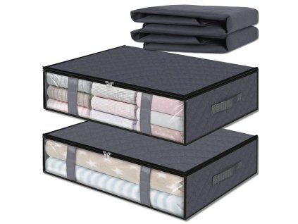 Organizér do skříně na ložní prádlo, sada 2 tašek, velký, šedý, 60x45cm