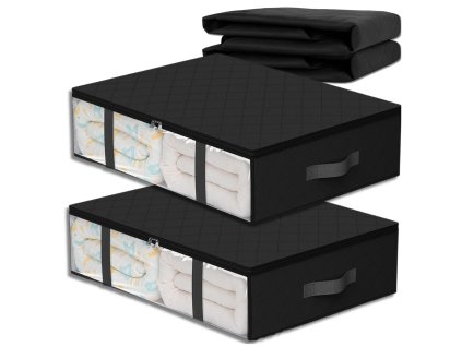 Sada 2 organizérů do skříně na ložní prádlo, oblečení a tašku, velká, černá, 60x45cm