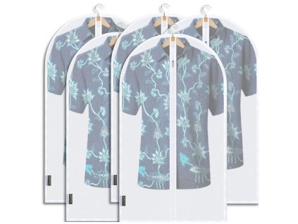 Voděodolný obal na oblečení, organizér do skříně, bílý, průsvitný, sada 5 kusů