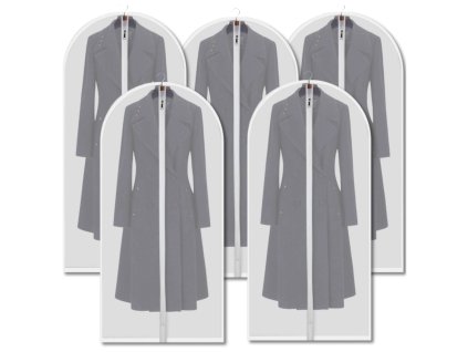 Sada 5 organizérů na oblečení v bílé, průsvitné a voděodolné barvě