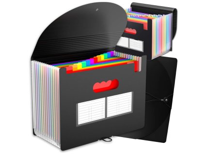 Organizér na dokumenty A4, prostorná aktovka, 13 přihrádek, černá