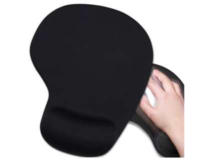 Podložka pod myš černá, ergonomická, protiskluzová, s opěrkou zápěstí