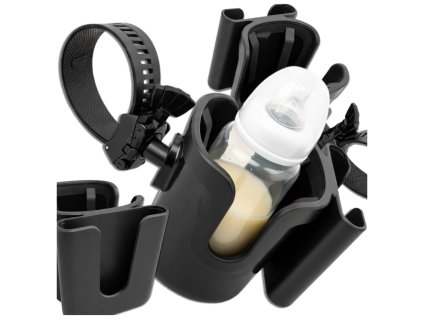 Držák na lahvičku/telefon do kočárku 2 v 1 univerzální černý