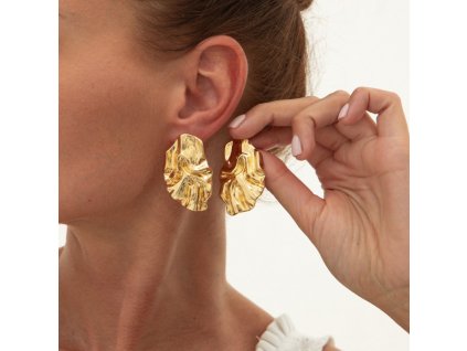 Závěsné náušnice, poutavé zlaté destičky K1721