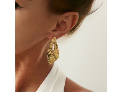 Visací náušnice, zlaté destičky K1718