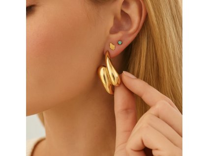 Visací náušnice, poutavé kovové kapky, zlato K1720