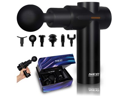 Masážní pistole na tělo s 6 nástavci NS-504 Neo-sport černá