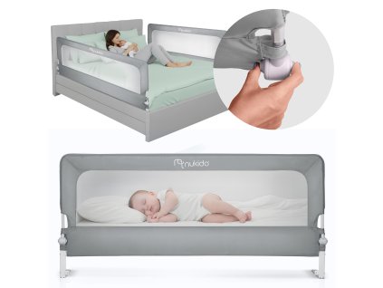 Zábradlí k posteli, bezpečnostní branka, zámek, 200 cm, Nukido NK-228, šedá