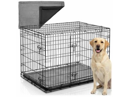 Kovová psí klec + pelíšek 107 x 71 x 77 cm PH-202