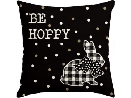 Lněný povlak na polštář 45 x 45 cm KRÁLÍČEK Černobílý POD234