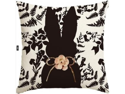 Lněný polštářek na polštář 45 x 45 cm KRÁLÍČEK Černobílý POD232