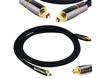 Optický kabel 2m opletený toslink digitální hq pozlacené svorky