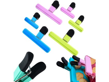 Sada klipů na sáčky na balení potravin 6 kusů barevných