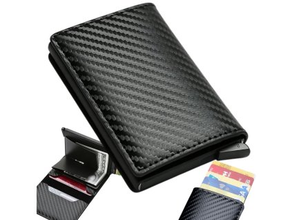 Pánská peněženka rfid proti krádeži černá na karty bankovky z ekologické kůže