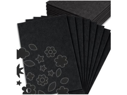 Dekorativní plstěné černé plstěné listy 30x30cm sada 10 kusů