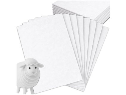 Dekorativní plsť bílé barvy, sada 10 kusů, plstěné listy 30x30 cm