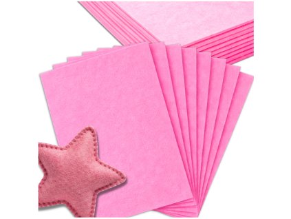 Dekorativní plsť 30x30cm růžové plstěné listy sada 10 kusů