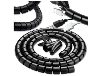 Kryt kabelu, 5m, černá spirála, organizér kabelu
