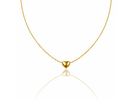 Náhrdelník z chirurgické oceli pokovený 14k zlatem SRDCE NST2248