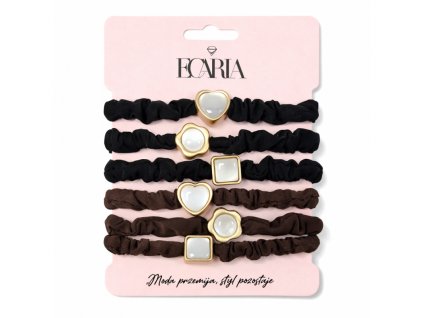 Sada 6 čelenek na odznaku, černé a hnědé s perletí GUM187