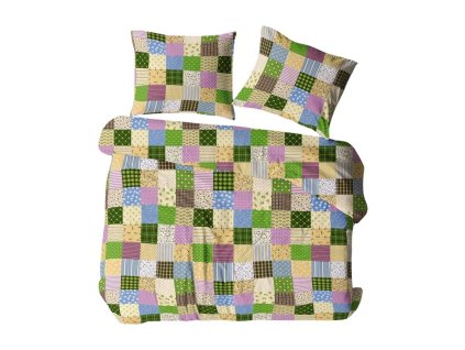 Ložní souprava 180x200 96/3 Patchworkové barevné knoflíky 100% silná bavlna