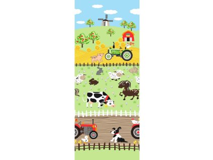 Bavlněné povlečení 140x200 227N Farma Kráva Kůň Ovce Prase Traktor