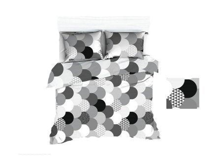 Bavlněné povlečení 140x200 1668E šedé kruhy šupinky vzor 1036N