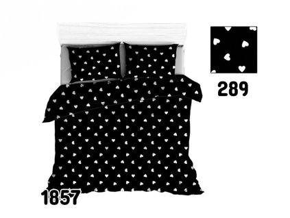 Bavlněný povlak na polštář 50x70 1857E černá srdce bílá