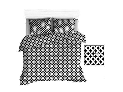 Bavlněné ložní prádlo 140x200 R145 černá Maroko bílá 212N