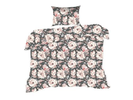 Bavlněné povlečení 140x200 1092N šedé květy Classic E24