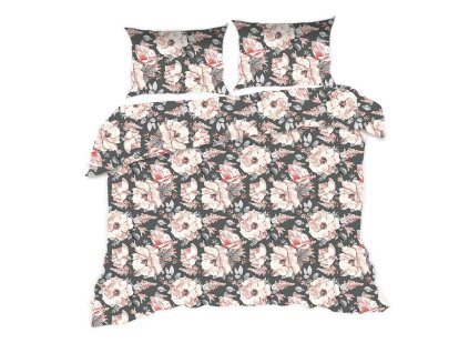 Bavlněné povlečení 160x200 1092N šedé květy Classic E24