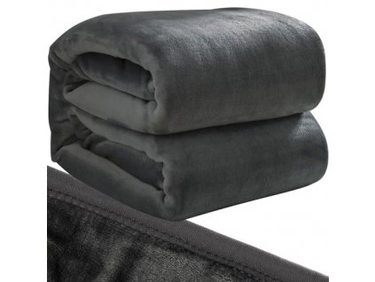 Měkká teplá deka z mikrovlákna, šedá, 160x200 cm, polyester
