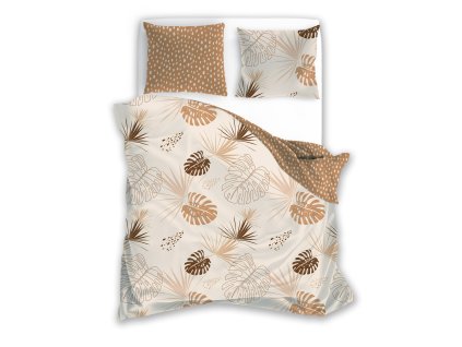 Bavlněné povlečení 220x200 Pure 11 béžových listů Faro