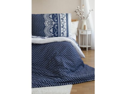 Ložní souprava 4dílná 140x200 - 2dílná 70x90 - 2dílná Ozdoby modrobílé mikrovlákno PB25
