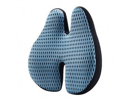 Bederní polštář s paměťovou pěnou, tvar H, černý/modrý, 42x38x9 cm