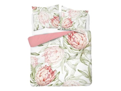 3D povlečení z mikrovlákna s velkými květy a listy protey – 160x200 cm – Visuale 3D – vzor 5431 A