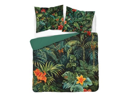 3D povlečení z mikrovlákna s tropickými listy a květy ibišku – 220x200 cm – Visuale 3D – vzor 5423 A