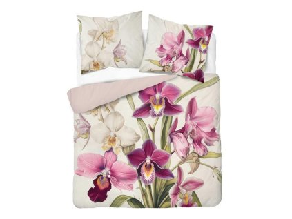 3D povlečení z mikrovlákna s exotickými orchidejemi na krémovém pozadí – 220x200 cm – Visuale 3D – vzor 5427 A