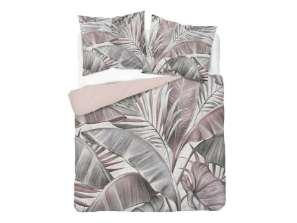 3D povlečení z mikrovlákna s tropickými listy v pudrové paletě – 220x200 – Visuale 3D – vzor 5435 A
