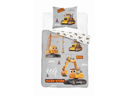 Bavlněné povlečení 160x200 cm se stavebními stroji – DreamStyle – vzor 5579 A