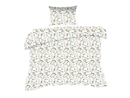 Bavlněné povlečení 140x200 1610N květiny pudrově bílá Classic E24