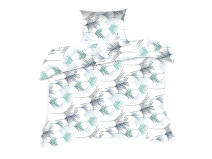 Bavlněné povlečení 140x200 1817N listy bílá modrá Classic E24
