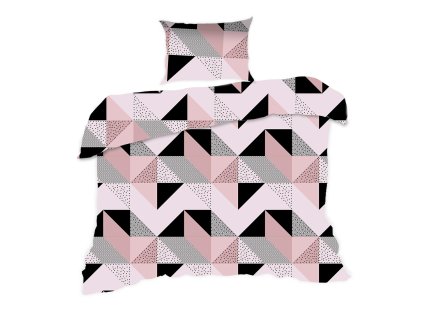 Bavlněné povlečení 140x200 1840N geometrie pudrově černá Classic E24