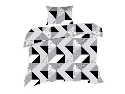 Bavlněné povlečení 140x200 1841N geometrie šedá černá Classic E24