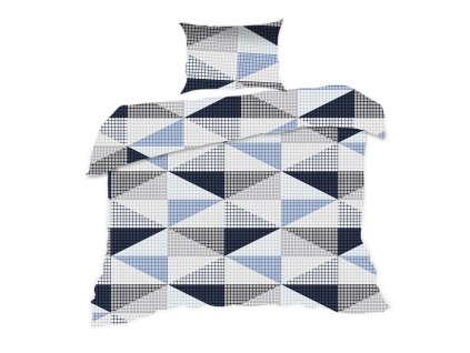 Bavlněné povlečení 140x200 1914N modrá geometrie Classic E24
