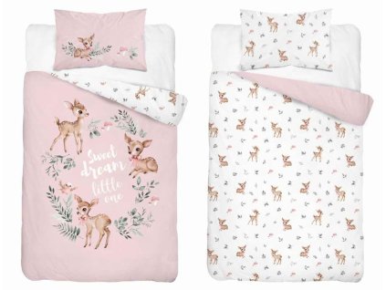 Dětské bavlněné povlečení 100x135 růžový jelen Sladký sen – 5511 B - Mayamoo