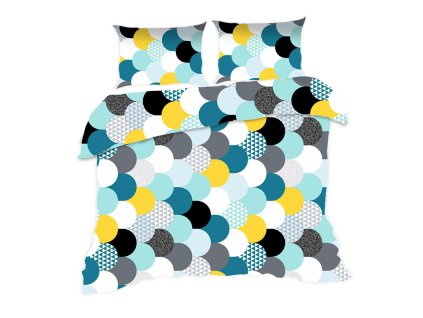 Bavlněné povlečení 160x200 537N tyrkysová geometrie Classic E24