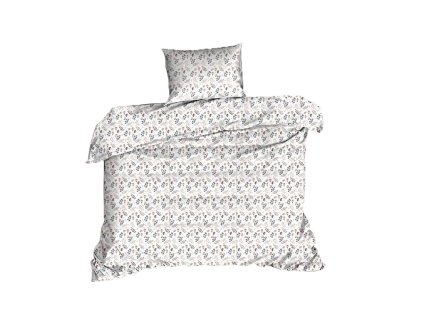 Bavlněné povlečení 140x200 614N bílá hnědá listy větvičky Classic E24