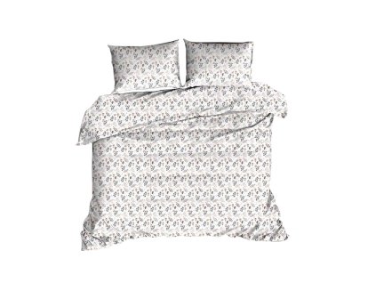 Bavlněné povlečení 160x200 614N bílá hnědá listy větvičky Classic E24