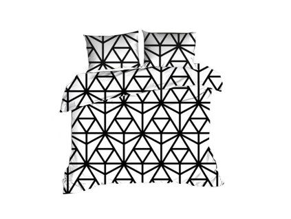 Bavlněné povlečení 160x200 1427N bílé trojúhelníky černé Classic E24